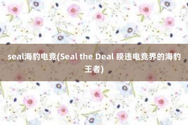 seal海豹电竞(Seal the Deal 睽违电竞界的海豹王者)