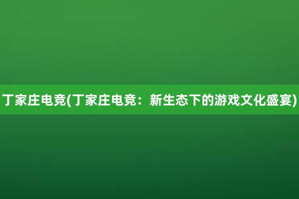 丁家庄电竞(丁家庄电竞：新生态下的游戏文化盛宴)