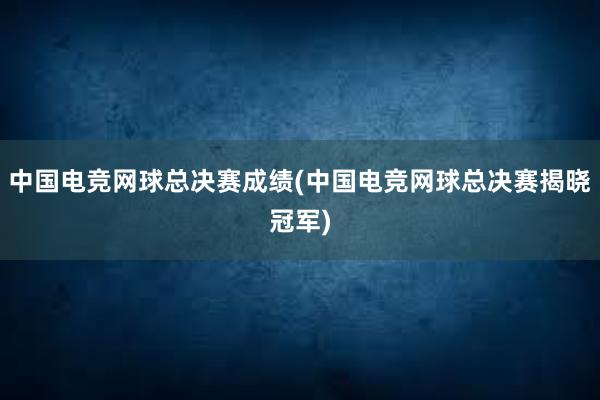 中国电竞网球总决赛成绩(中国电竞网球总决赛揭晓冠军)