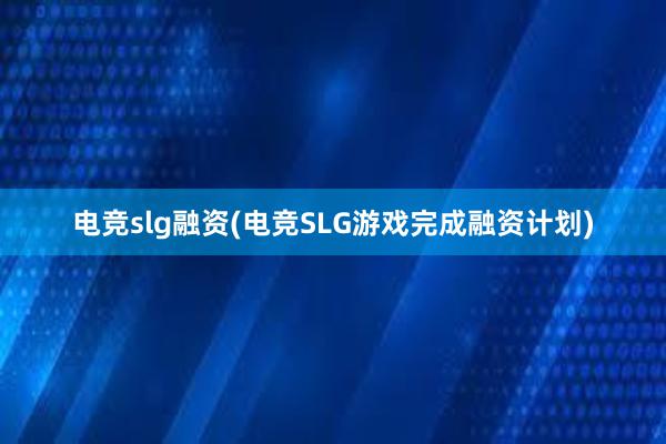 电竞slg融资(电竞SLG游戏完成融资计划)