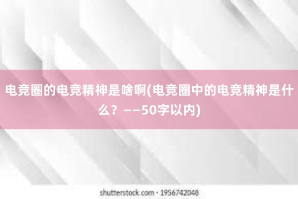 电竞圈的电竞精神是啥啊(电竞圈中的电竞精神是什么？——50字以内)