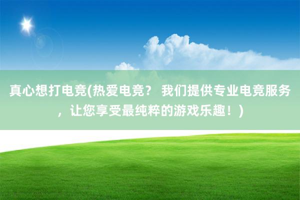 真心想打电竞(热爱电竞？ 我们提供专业电竞服务，让您享受最纯粹的游戏乐趣！)