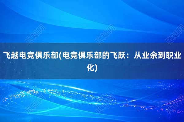 飞越电竞俱乐部(电竞俱乐部的飞跃：从业余到职业化)