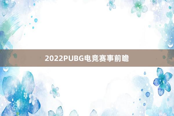 2022PUBG电竞赛事前瞻