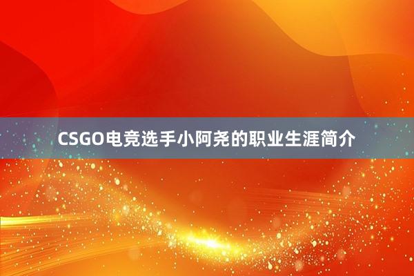 CSGO电竞选手小阿尧的职业生涯简介