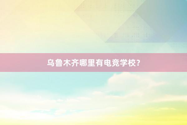 乌鲁木齐哪里有电竞学校？