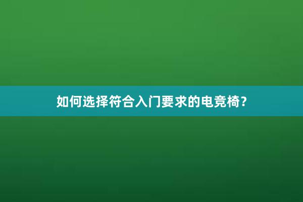 如何选择符合入门要求的电竞椅？