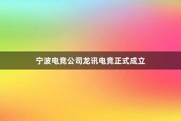 宁波电竞公司龙讯电竞正式成立