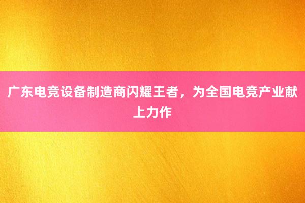 广东电竞设备制造商闪耀王者，为全国电竞产业献上力作