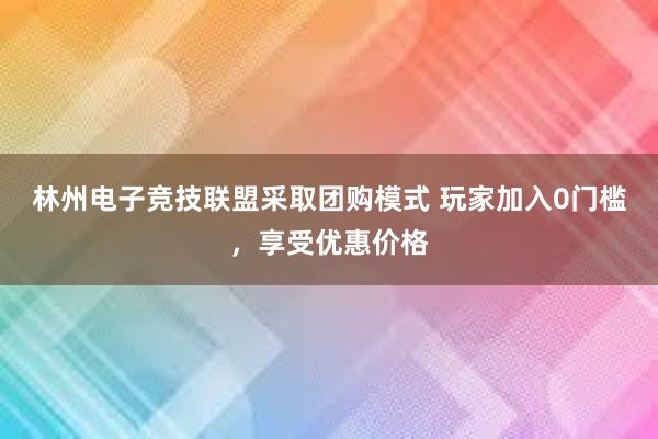 林州电子竞技联盟采取团购模式 玩家加入0门槛，享受优惠价格