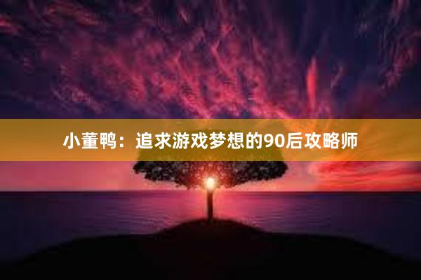 小董鸭：追求游戏梦想的90后攻略师