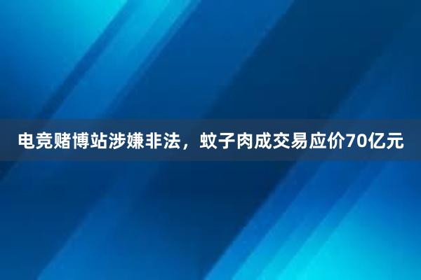 电竞赌博站涉嫌非法，蚊子肉成交易应价70亿元