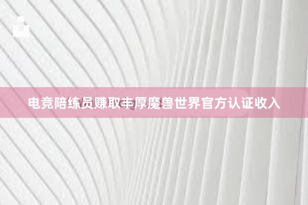 电竞陪练员赚取丰厚魔兽世界官方认证收入